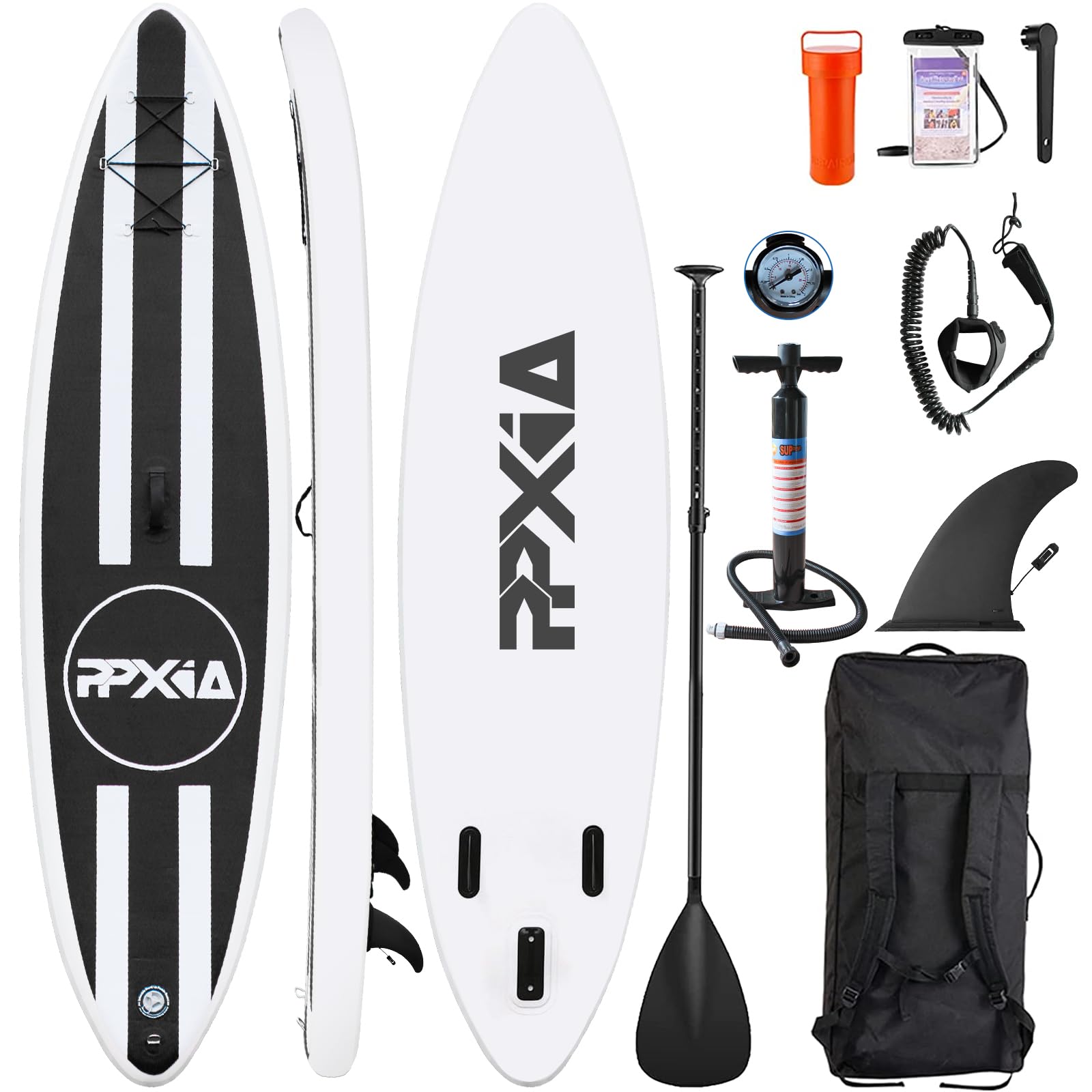 PPXIA Tabla de surf hinchable de remo de 320 cm x 82 x 15 cm, soporta hasta 200 kg, con accesorios completos, tabla de surf para niños y adultos