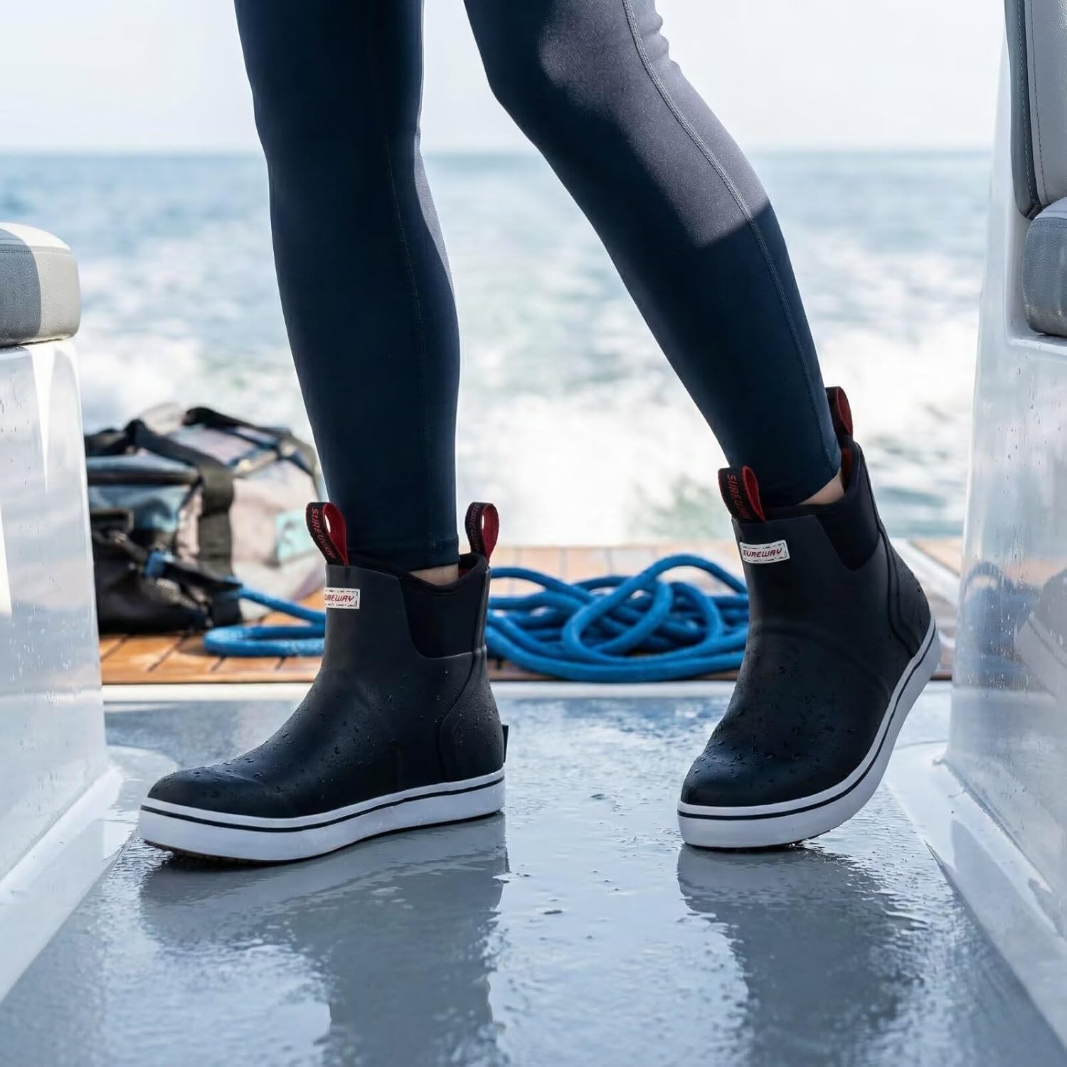 SUREWAY Women's Deck Boots Professional Non-Slip Fishing & Ankle Deck Boot Waterproof Rain Boots - Image 2