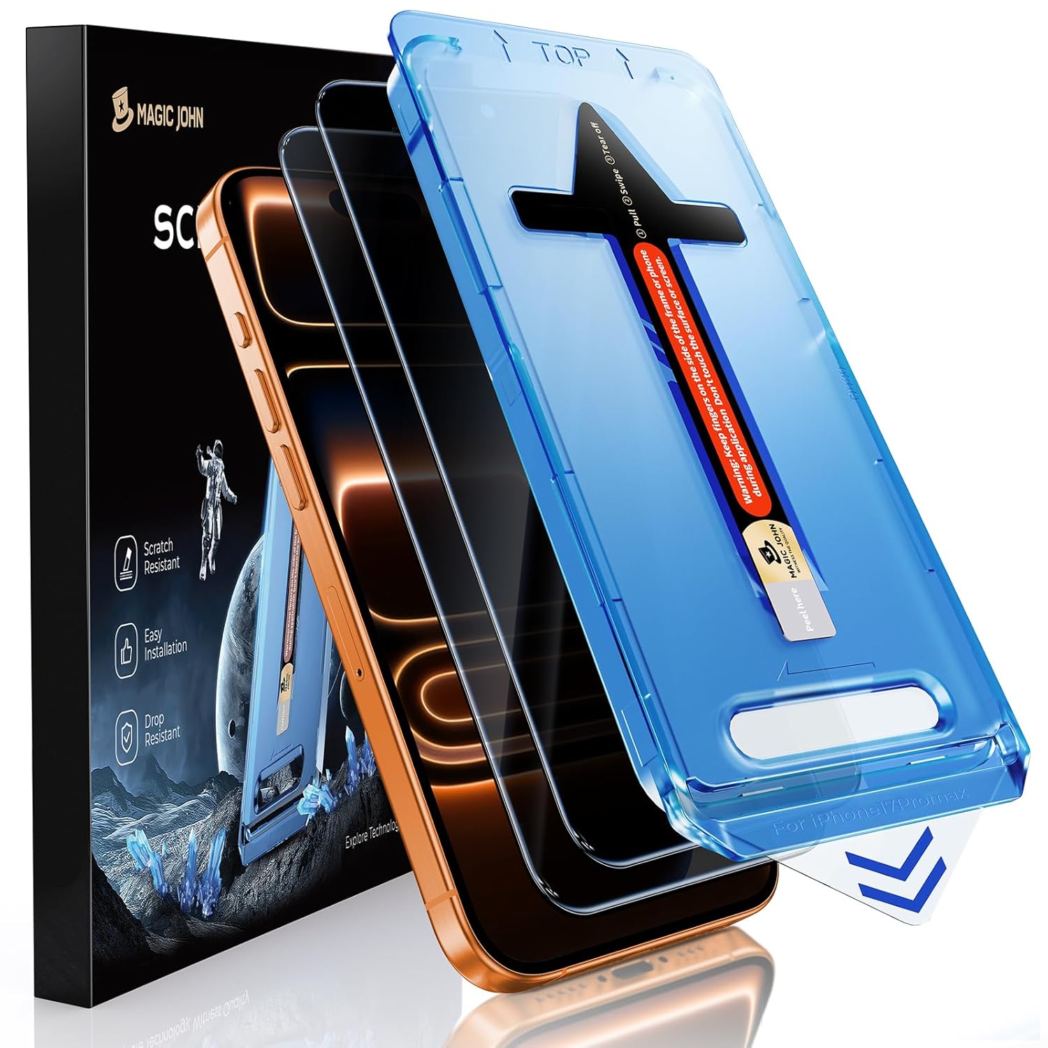 MAGIC JOHN 2 Pack for iPhone 17 Pro Max 6 9 inch Privacy Glass Screen Protector- Anti-Spy Auto