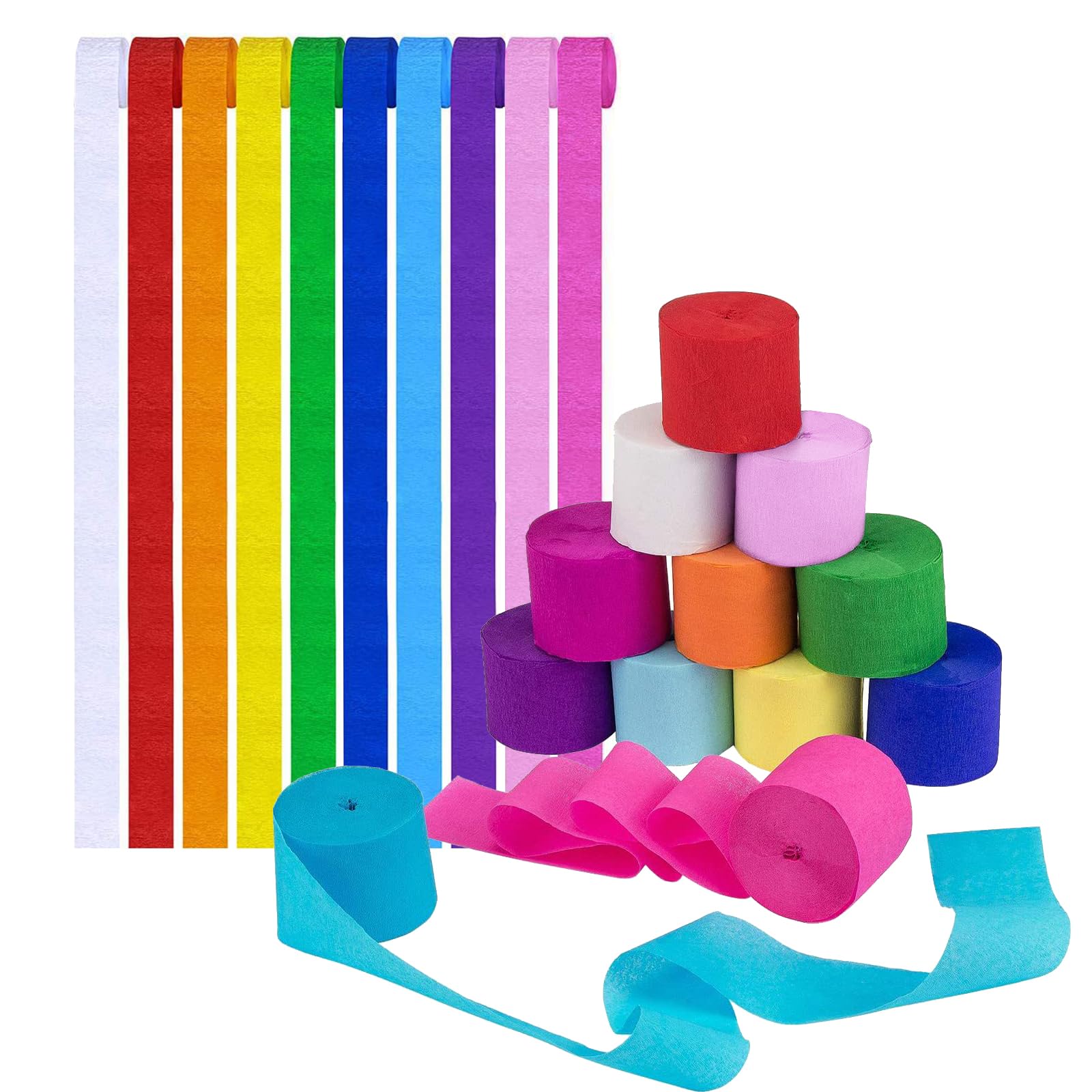 Buy 10 Rolls Crepe Paper Craft Streamers Hanging Rainbow Crepe Paper