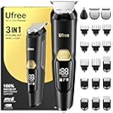 Ufree 3-in-1 Beard Trimmer Kit, Men's Electric Shaver Razor for Mustache Body Nose Facial Hair, Professional Hair Trimmer, Rechargeable Clippers, Waterproof Beard Grooming, Birthday Gifts for Men