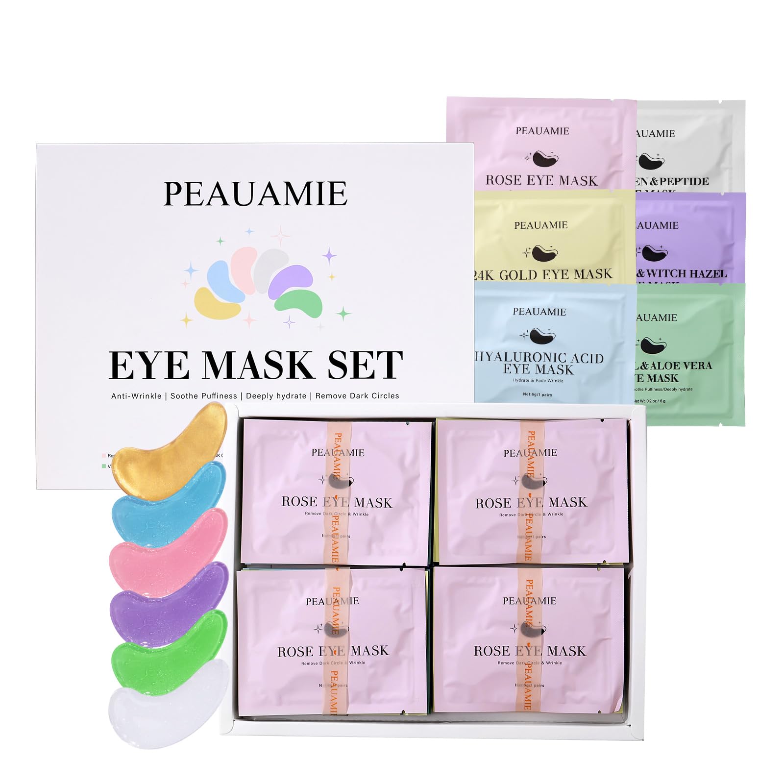 PEAUAMIE Augen-Patches mit Kollagen und Hyaluronsäure, Augenmaske gegen Falten, Augenringe, Gesichtsmaske, Hautpflegeprodukte, 24 Paar