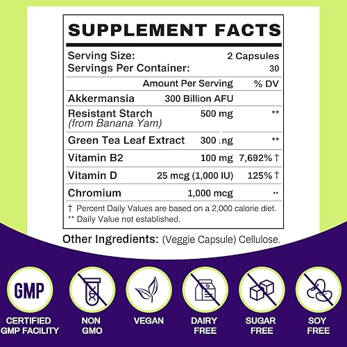 Miniatura 2 de 300 mil millones de AFU Akkermansia Muciniphila - Probióticos vivos para mujeres y hombres, para GLP-1, probióticos para digestivo, intestino,