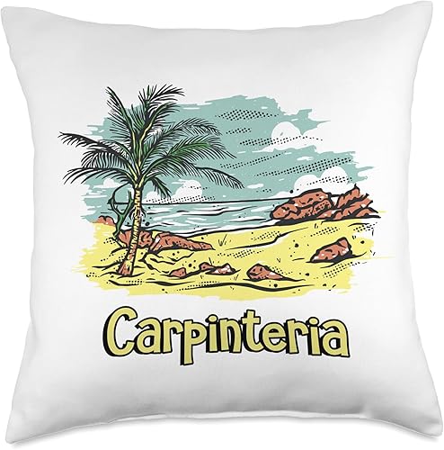 Carpinteria California Vacation Souvenir Carpinteria Beach Sun Surf Sand Travel Throw Pillow, 18x18, Multicolor