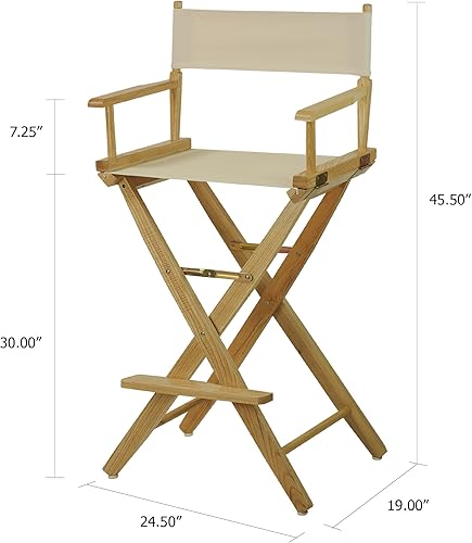 Miniatura 3 de American Trails - Silla de director extra ancha prémium de 30 pulgadas, marco natural con lienzo natural, altura de barra