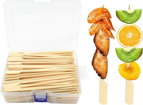 200 Pcs 6 Inch Bamboo Wood Paddle Picks Skewers, Toothpicks for Appetizers for Cocktail, Drinks, Appetizers,Fruit, Sausage, Barbeque Snacks, Sandwich, Natural Wooden Paddle Skewer Mini Food S