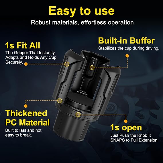 Cup Holder Expander (Adjustable Holder & Base, Auto-Fit Hold, One Button Open), Car Cup Holder Expander for Yeti, Hydro Flask, Nalgene, Owala, Bottles in 2.6- 4.8 (2 Pack)
