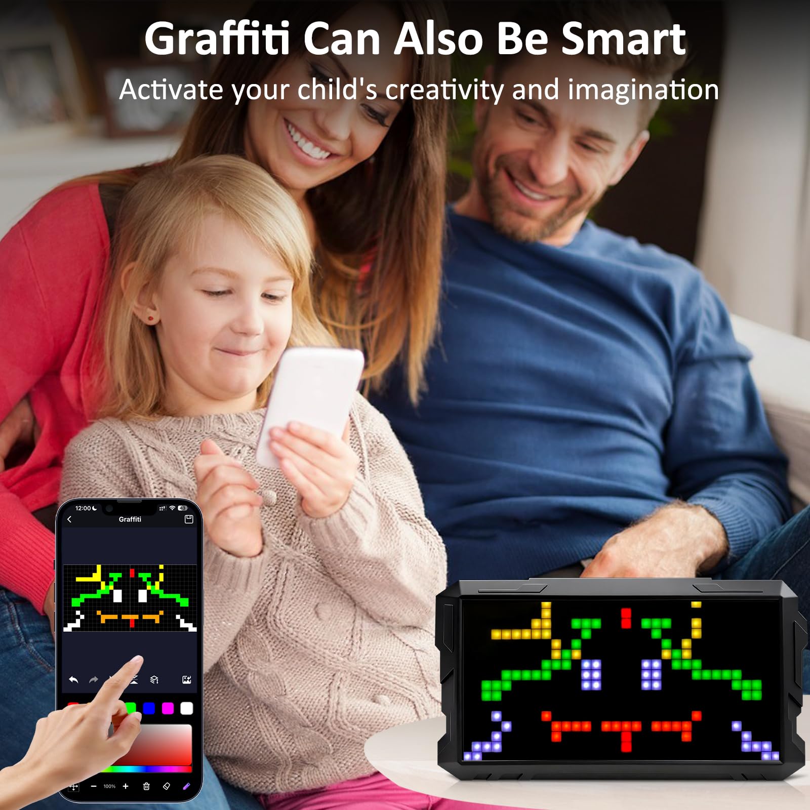Pixel Art Display 16 x 32 RGB, pantalla de reloj despertador inteligente, marco de señal LED de píxeles de animación, panel digital programable, control de aplicación Bluetooth, regalo de Navidad para
