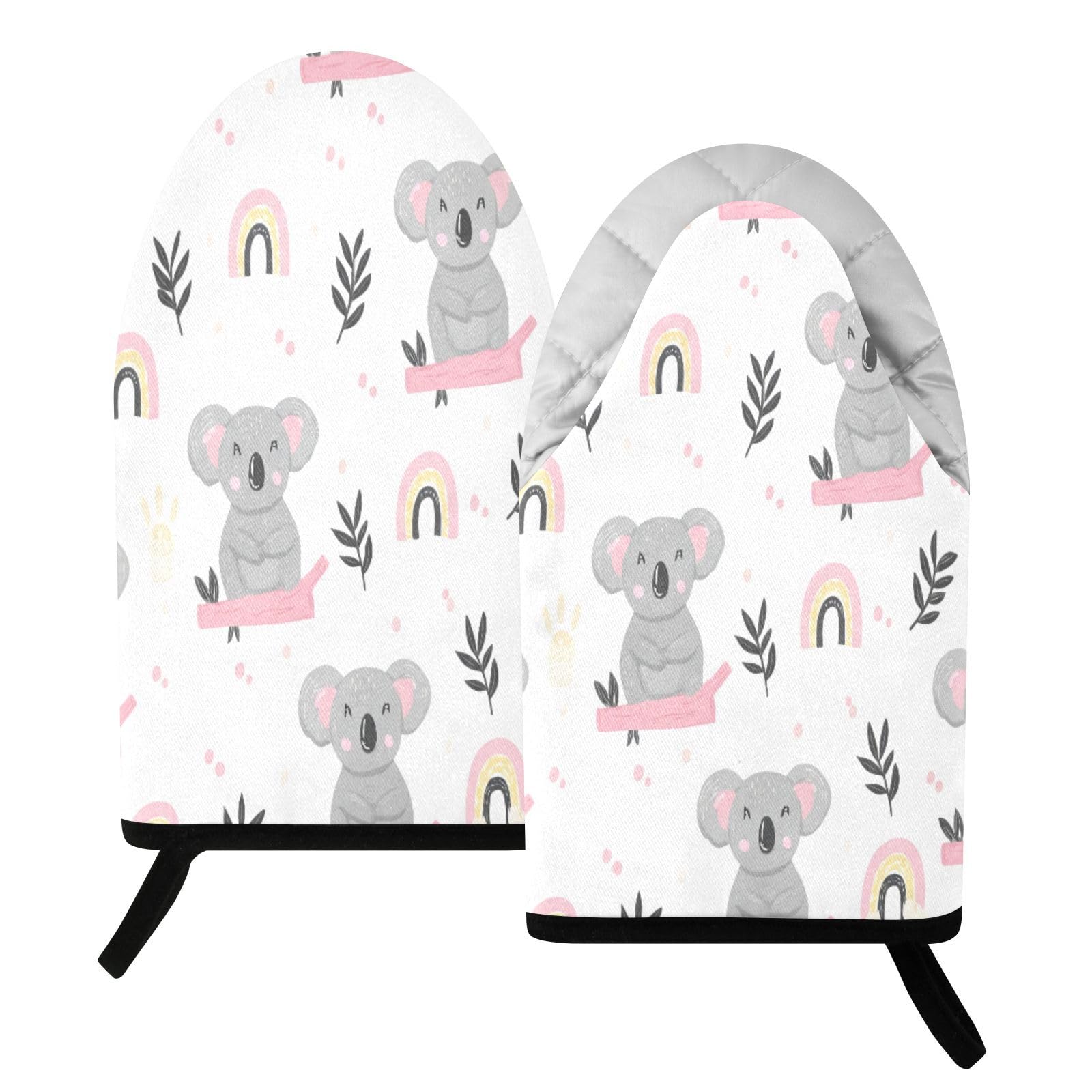 BURSTDDY Koalas and Leaves Oven Mitt,Heat Resistant Kitchen Mitts for Cooking