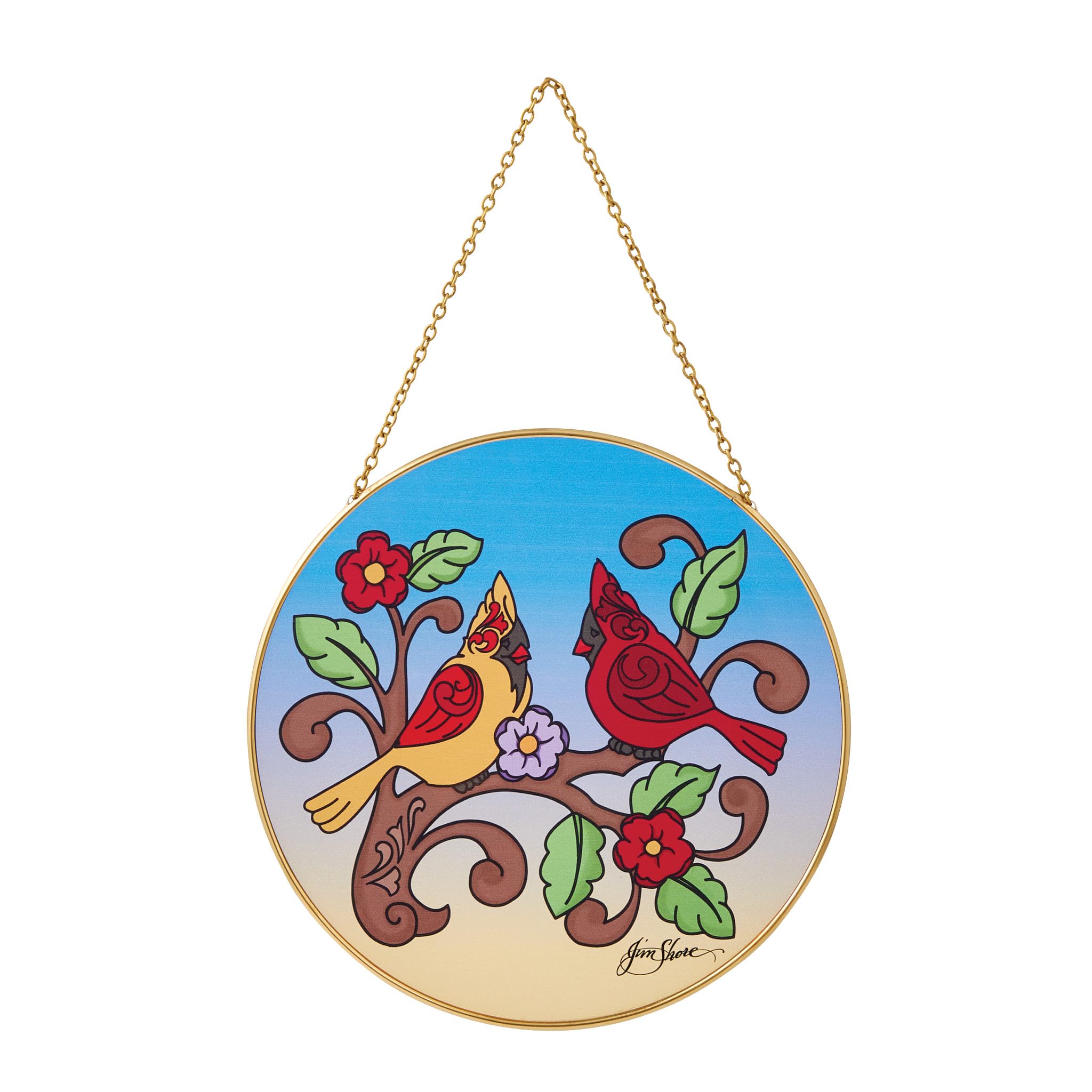 Attrape-soleil Cardinal Enesco Jim Shore Heartwood Creek oiseau branche fleur multicolore 17,8cm