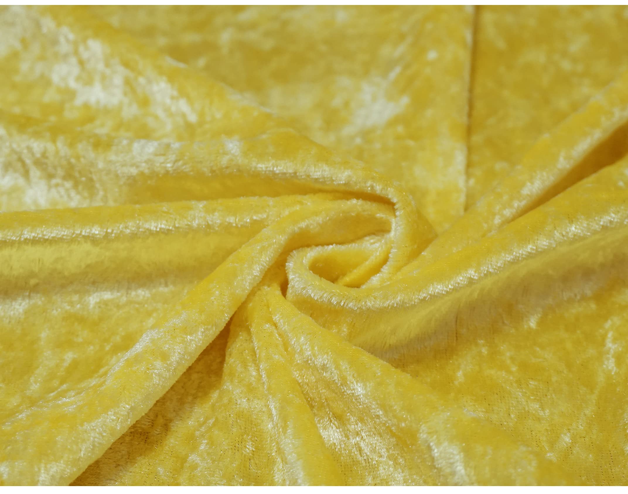 Crushed Velvet Fabric Craft Stretch Velour Material - Soft Furnishing & Craft Velour Fabric - 150cm Wide (Yellow, Sold by The Metre)