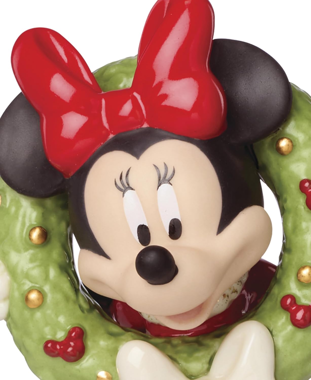 Lenox Ornaments, 2025 Minnie Mouse Christmas Wreath Ornament, Porcelain with Gold Cord for Holiday Tree Decoration, Christmas Decoration, Winter Tree Decor, Winter Decor, Mickey Mouse Design (1 Piece)