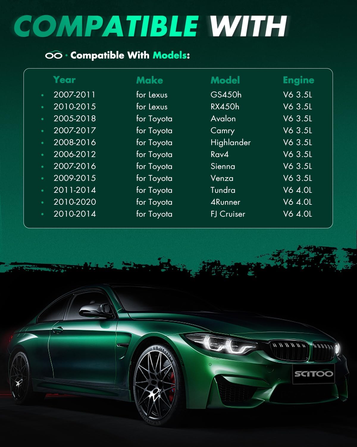 SCITOO Ignition Coil Coils Pack fits for Toyota Venza 3.5L 2009-2016 for Toyota Sienna 3.5L 2007-2017 for Lexus ES350 3.5L 2007-2016 UF487 C1601 5c1658 E987 set of 6