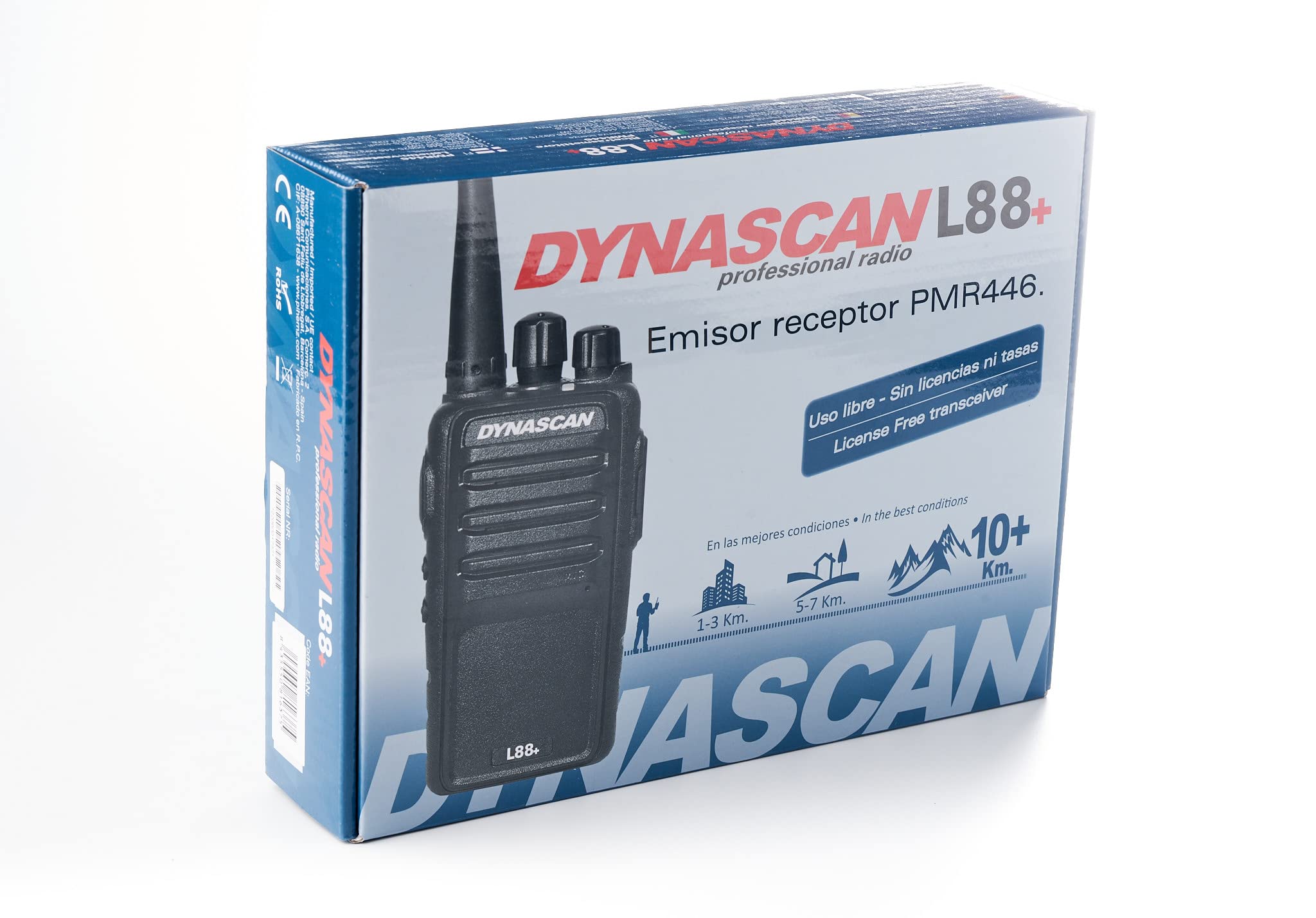 Dynascan - Walkie Talkie para Uso Libre, Dynascan L-88+ | PMR-446 | con 8 Canales | 500 mW | Batería de 1.600 mAh | en Color Negro