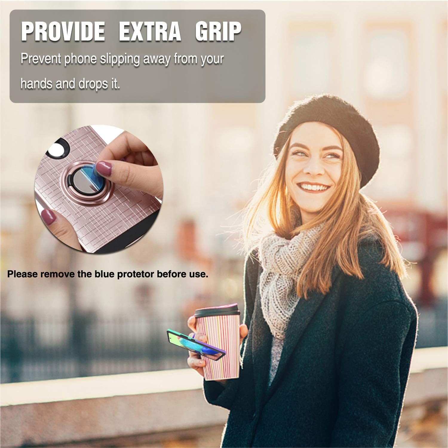 ATUMP Galaxy A71 5G Case, Galaxy A71 5G Phone Case with HD Screen Protector, 360 Degree Rotating Ring Holder & Kickstand Bracket Cover Phone Case for Samsung Galaxy A71 5G Mint Purple