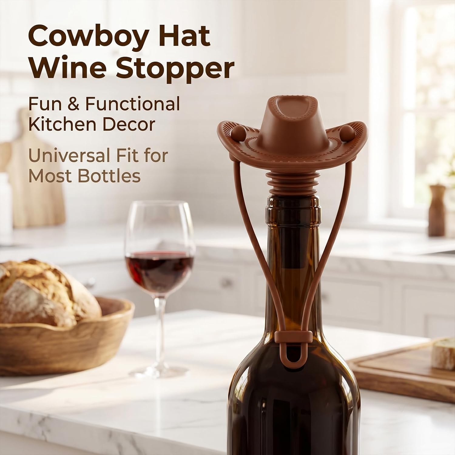 Cowboy Hat Wine Stopper Silicone Bottle Sealer Fun Decor