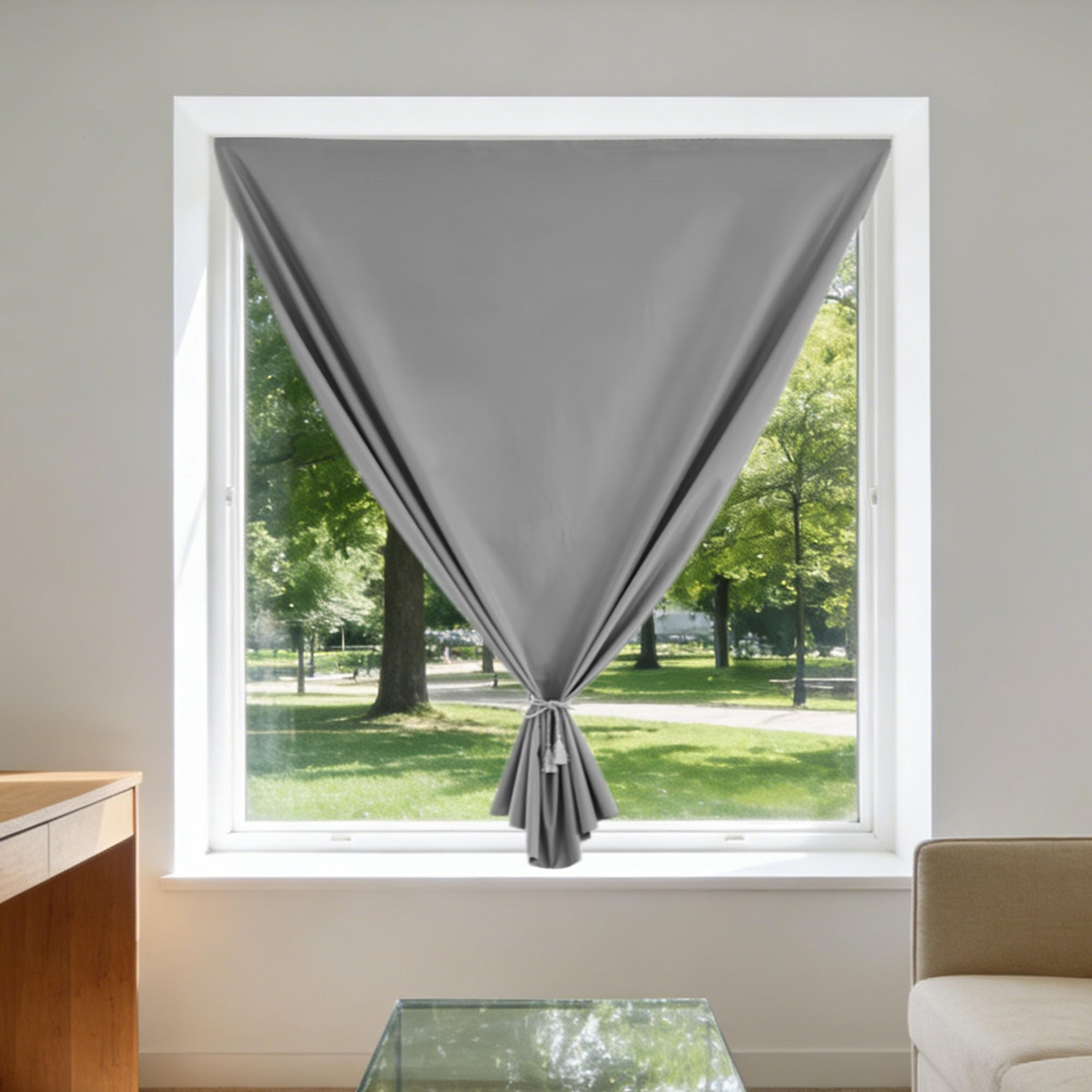 Samoprzylepne Zasłony 140 x 250 cm Nieprzepuszczające Światła Przenośne Okna Zaciemniające Można Go Prać Do Sypialni, Salonu, Garderoby, Jasny szary