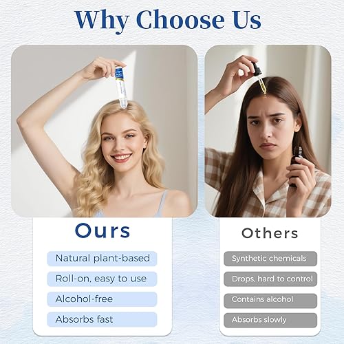 Miniatura 9 de Suero para el crecimiento del cabello en rollo de 0.84 onzas líquidas con palma enana, romero y extracto de guisante, ayuda a apoyar la apariencia