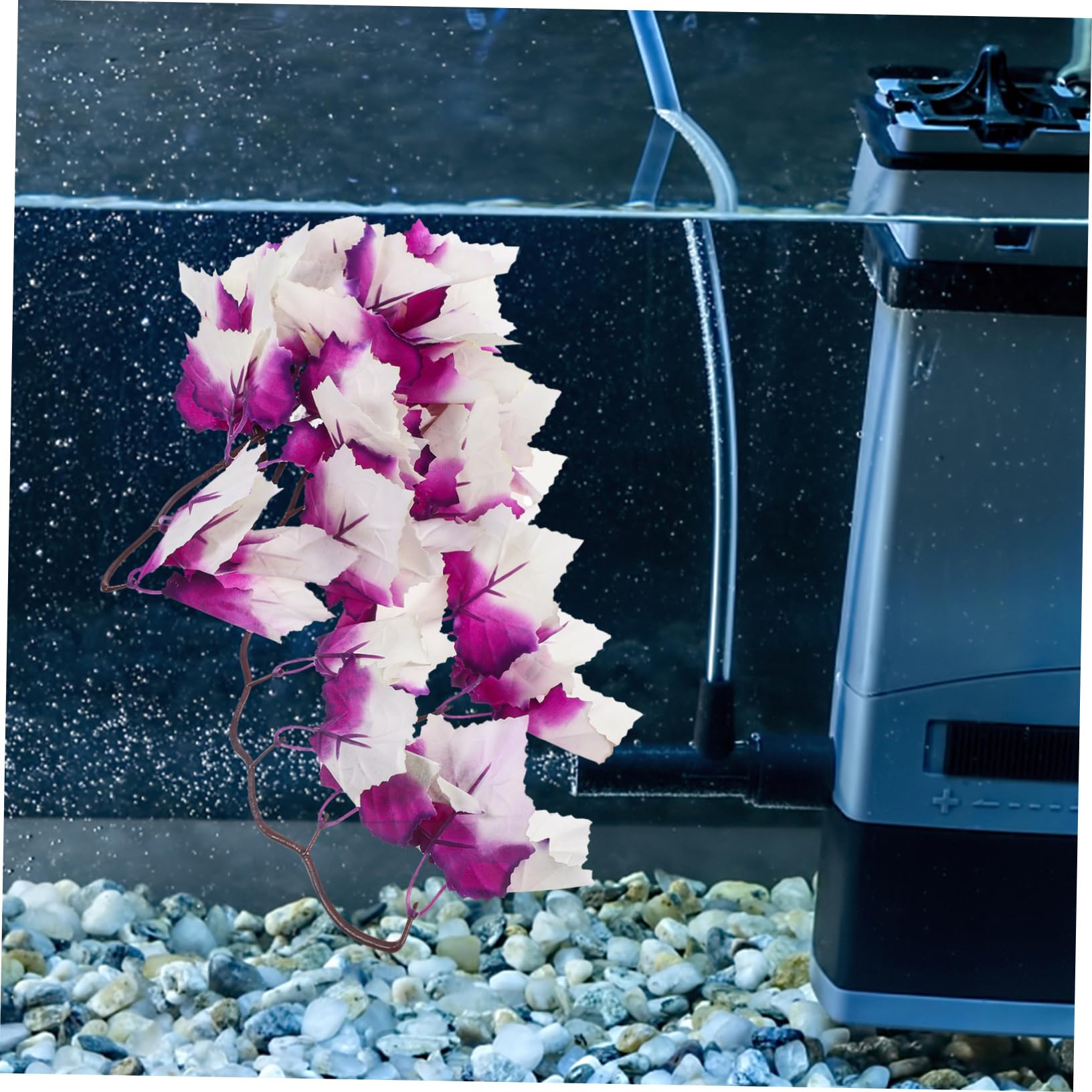 Mikinona Lifelike Rattan Artificial Water Plants for Aquarium Decoration Realistic Fish Tank Plants Safe for Fresh and Salt Water Easy to Clean Rattan Ornament Purple - Image 2