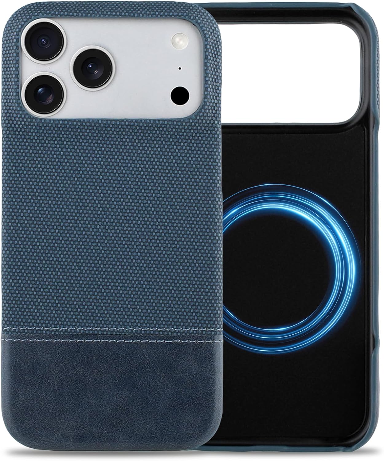 SOKAD Leather Case for iPhone 17 Pro Compatible with Magsafe, Vintage Elegant Design for Men Women, Thin Slim Half-Wrap Anti-Slip Protective Phone Case for iPhone 17 Pro 6.3", Blue