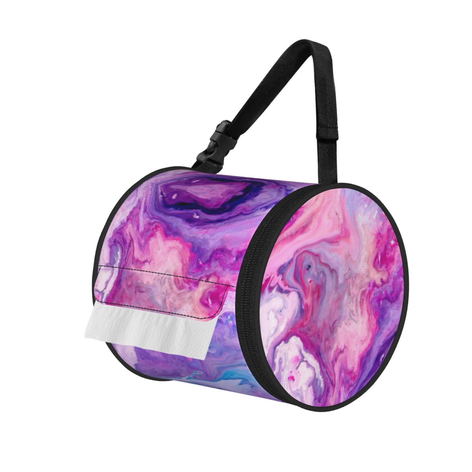 Marble Purple Colorful Print Fashion Tissues Organizer Box, Hanging Tissue Holder For Purse Coins For Car Office Daily Outing
