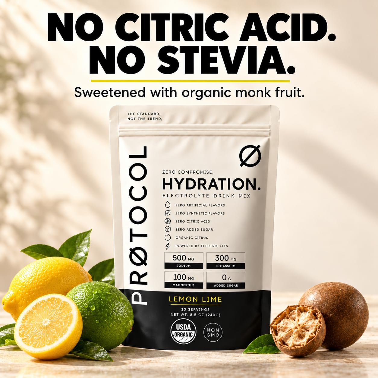 Protocol USDA Organic Electrolyte Powder, Sugar Free, Without Stevia, Natural Flavors or Citric Acid, Lemon Lime Hydration Drink Mix, 30 Servings — Amazon image 3