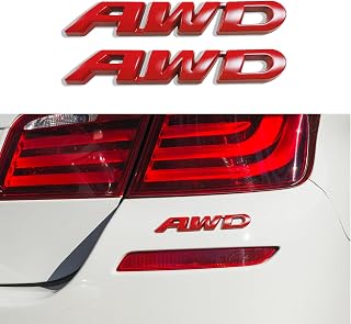 2PCS AWD Emblem Sticker, AWD Decals, 3D Metal Letter Badge Decal with Strong Adhesive, Universal Car Exterior Accessories Chrome Tailgate Side Badge Stickers Compatible with Vehicle, SUVs, Trucks