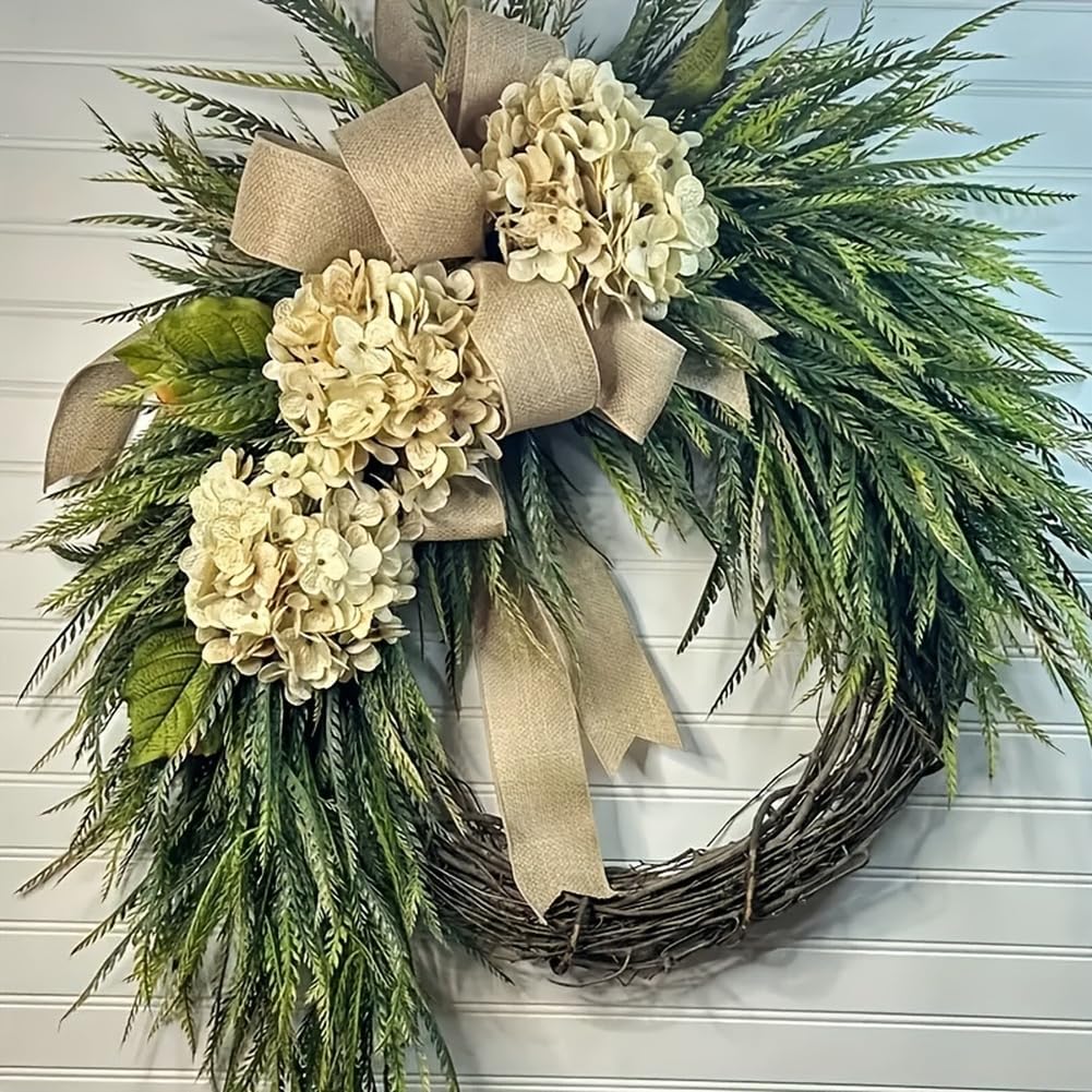 Künstliche Hortensien Girlande für Hochzeit für deko Rustikal Landhausstil Wanddeko Innen Außen 60cm(A)