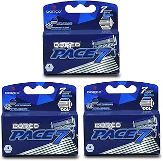 Dorco Pace 7 - World's First and Only Seven Blade Razor- 12 Cartridges (No Handle)