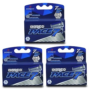 Dorco Pace 7 - Worlds First and Only Seven Blade Razor - 12 Cartridges No Handle