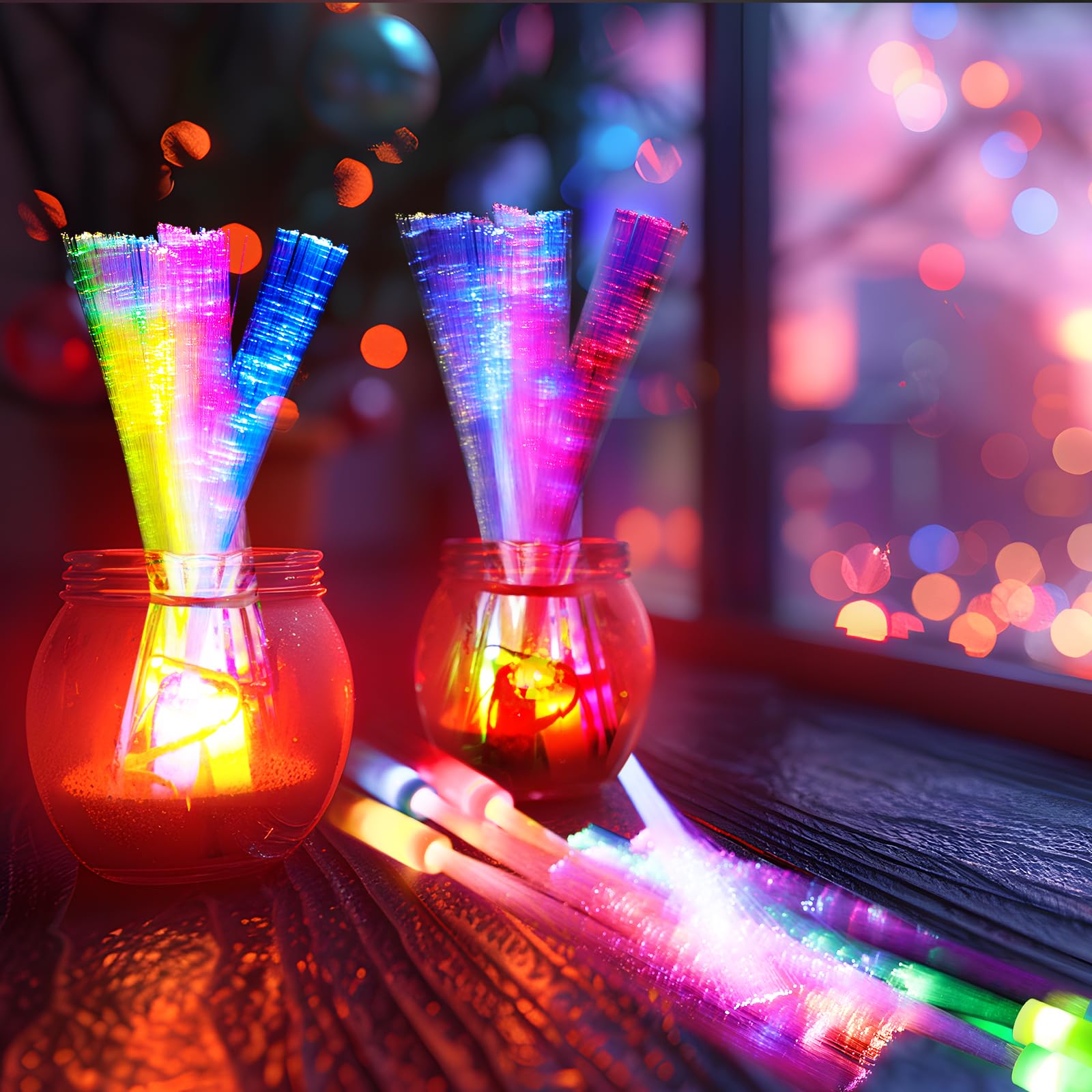 12 LED Leuchtstäbe Mit Glasfaser - Bunte Partylichter Für Kindergeburtstage & Events