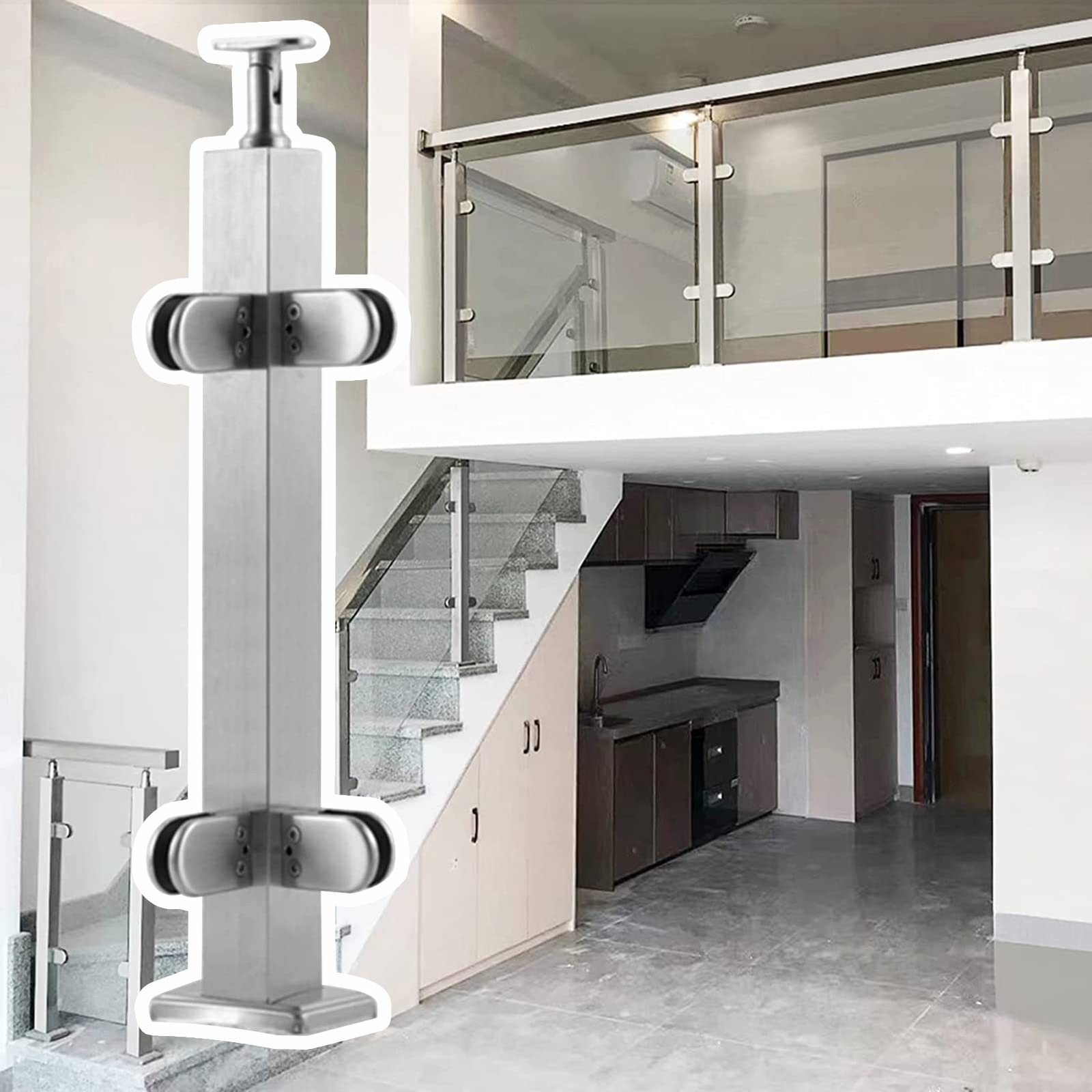 Poteau garde-corps verre 75 cm contre le vent pour sécuriser un balcon haut