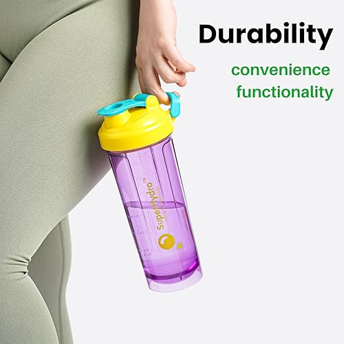 Miniatura 6 de Botella mezcladora de proteínas paquete de 3  28 onzas, sin BPA, apta para lavavajillas para mezclas de proteínas en polvo, taza de