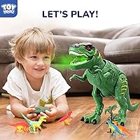 Vista 6 de STEAM Life Juguetes de dinosaurio a control remoto para niños de 3-5 5-7, sonido rugido iluminado y realista, juguete robot de dinosaurio T rex