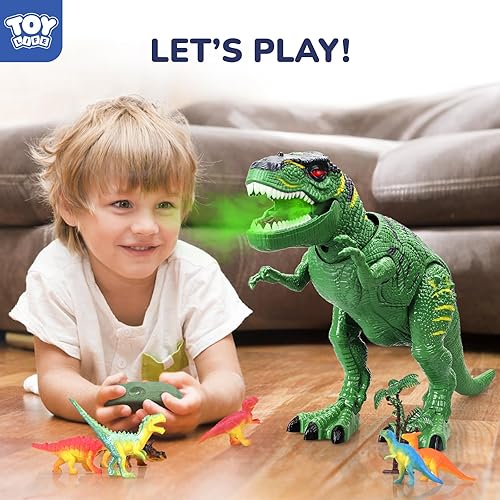 Miniatura 6 de STEAM Life Juguetes de dinosaurio a control remoto para niños de 3-5 5-7, sonido rugido iluminado y realista, juguete robot de dinosaurio T rex