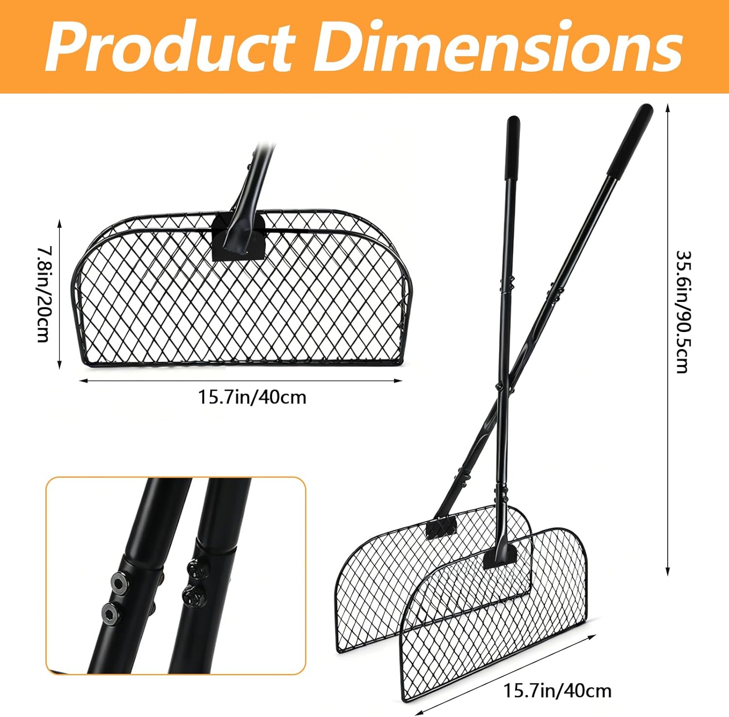 Leaf Grabber Rake with Long Handle,Lightweight Grass & Leaf Picker Upper, Lightweight Metal Leaves Rakes for Lawn,Yard Shrub &Yard Waste Cleanup,No Bending Over