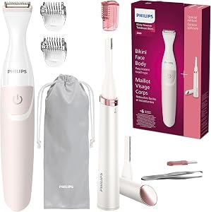 Philips Women’s Bikini Trimmer & Precision Trimmer Special Edition Bundle, Electric Body Hair Trimmer Set, BRT387/90