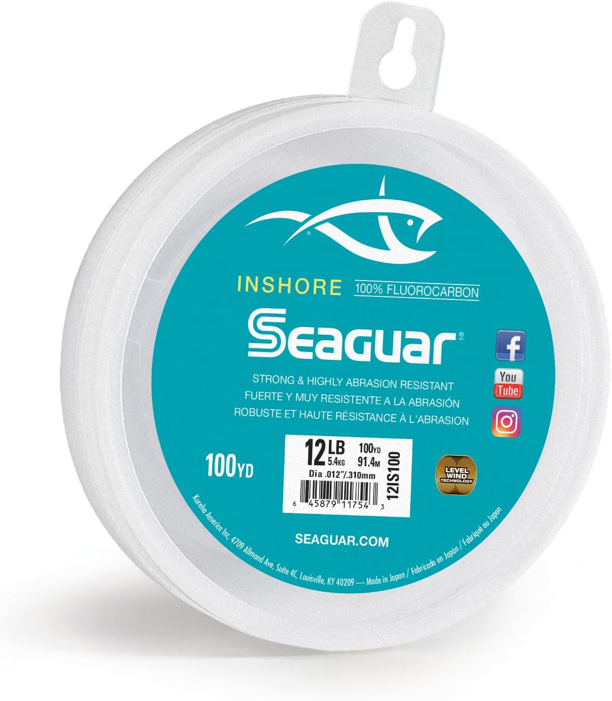 Inshore 100% Fluorocarbon Fishing Leader For Shore & Flat Fishing, Multiple Sizes