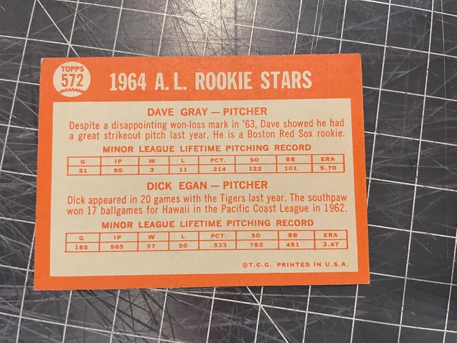 1964 Topps #572 Rookie Stars Dave Gray Dick Egan Baseball Card Nm - Slabbed Baseball Cards
