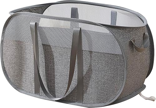 Cestas plegables para la ropa sucia, cestas plegables con asas reforzadas, cesta de malla para ropa sucia, a prueba de desgarros, para dormitorio