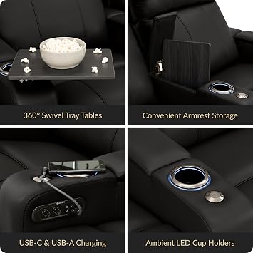 Seatcraft Monterey Home Theater Seating Black Row of 2