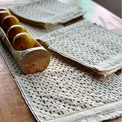 Jogos Americanos Sofisticados e Caminho de Mesa em Algodão Macramê Mesa Posta Decoração, Cor Cru