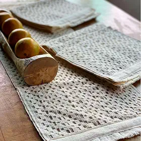 Jogos Americanos Sofisticados e Caminho de Mesa em Algodão Macramê Mesa Posta Decoração, Cor Cru