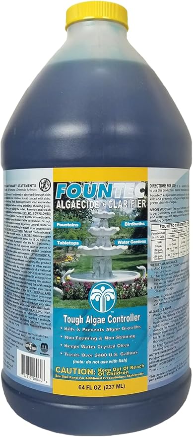 EasyCare FounTec 50064 Algaecide and Clarifier, 64 oz. Bottle, No Size, Blue