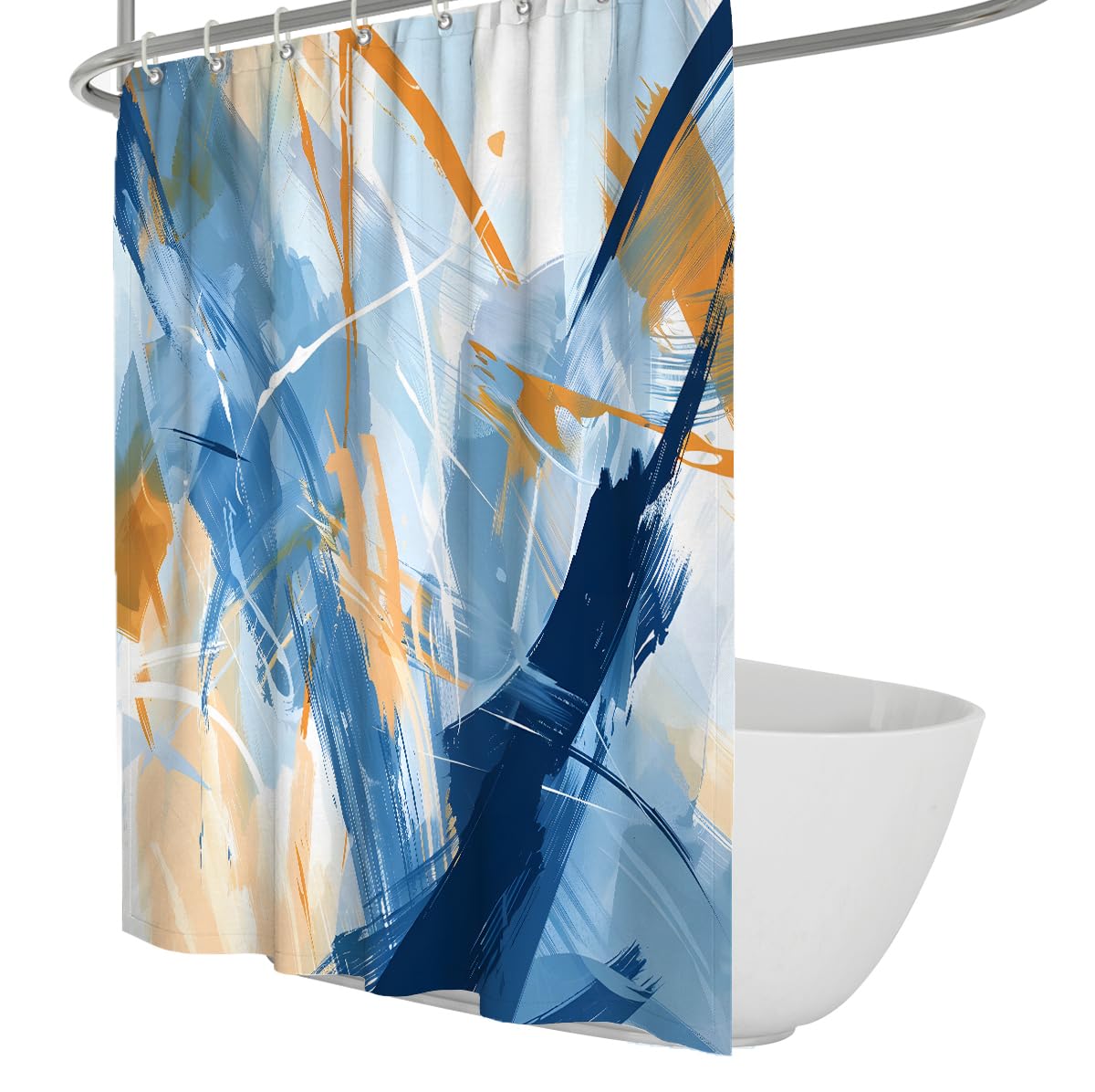 Rideau de douche lignes géométriques peintes modernes W240xL180 cm