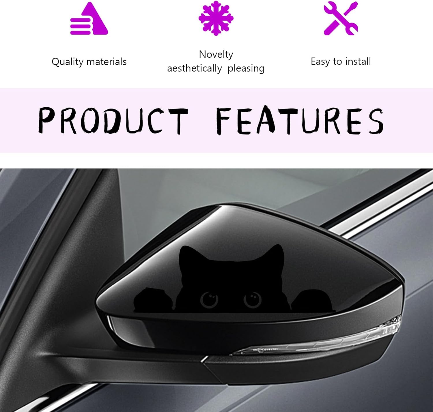 Peeking Sneaky Cat Sticker, Waterproof Strong Adhesive Decals with Curious Black Cat Graphic, Removable Funny Peeking Black Cats Sticker for Car Window Laptop, Car Accessories (Fretwork) image 3 of 6 B0DNJ2SPWS