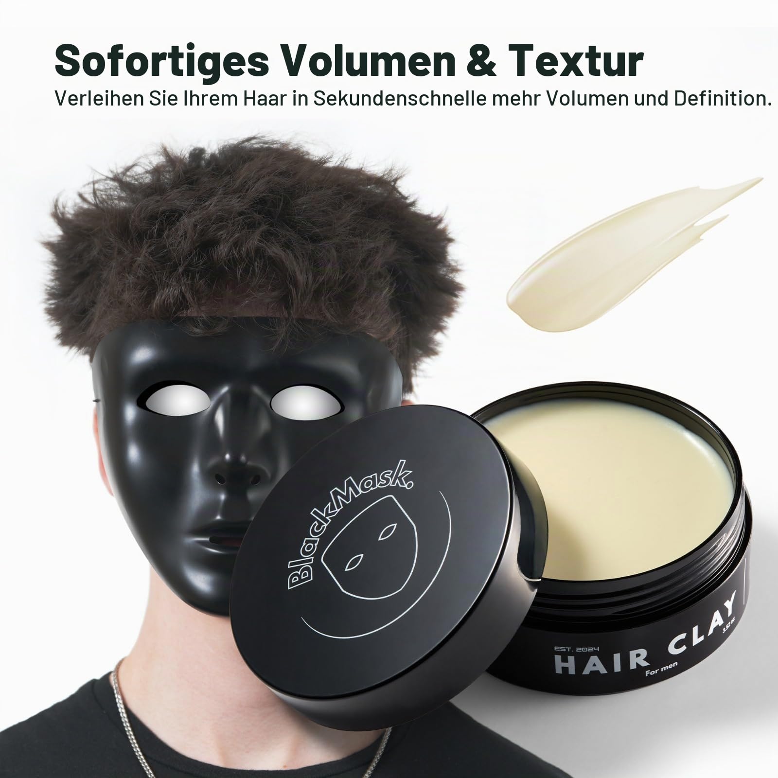 BlackMask Haar-Ton für Männer (10,5 l) Einfache Anwendung: Fügt Sofort Textur und Volumen hinzu Matt Finish Starker Halt Ton für Haarstyling