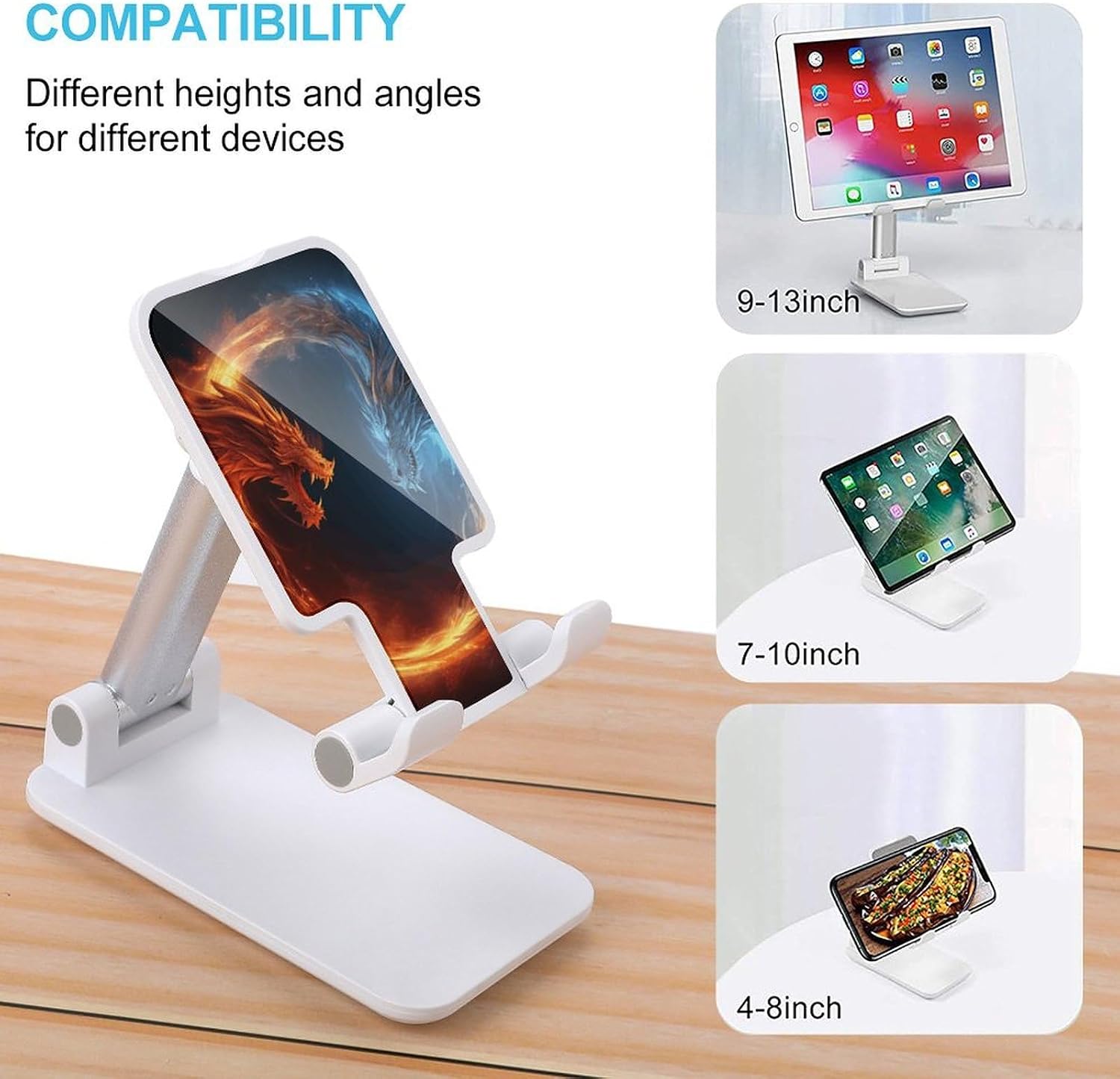 Fire And Ice Dragons Folding Cell Phone Stand, Portable Phone Holder image 3