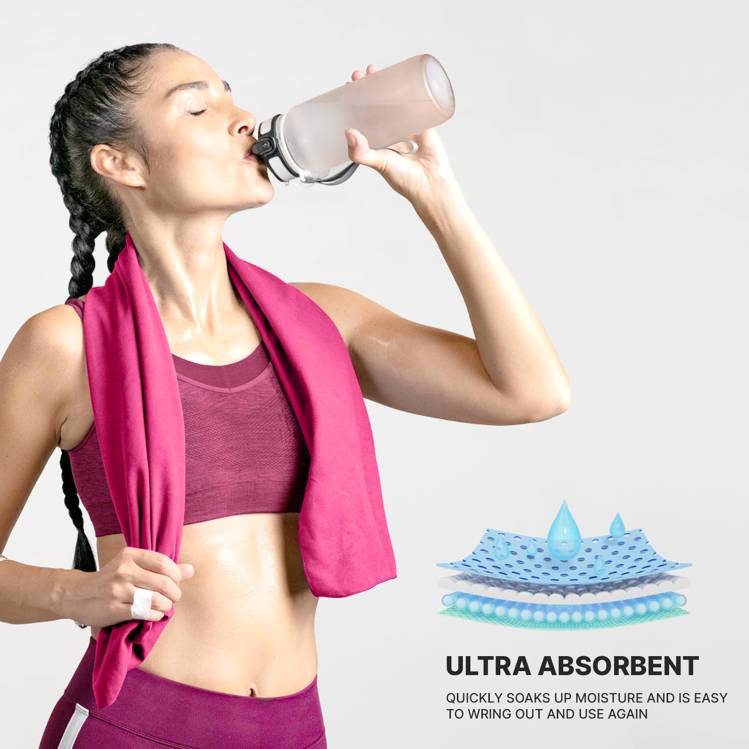 Wet Work 4 Extra Large Towels (60”x36”), Highly Absorbent Microfiber, Quick Dry, Lightweight & Ultrasoft, Perfect for Bath, Beach, Travel, Yoga, Lint Free Microfiber Towels for Body