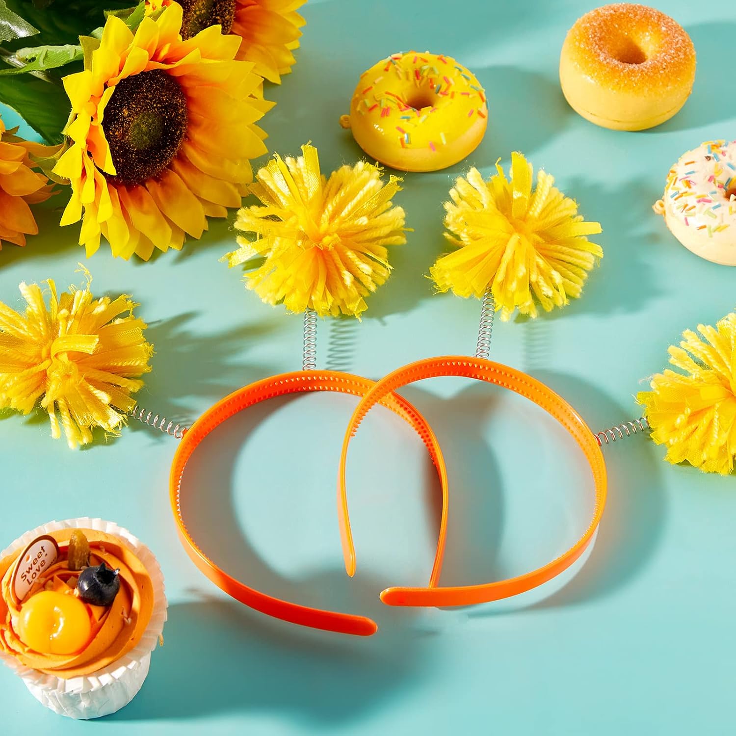 Tigeen Pom Pom Headband Head Bopper, 12 Pcs Yellow (COSTUME HEADWEAR) for Women Adults Accessories, Religious Birthday Party Headwear - Image 4